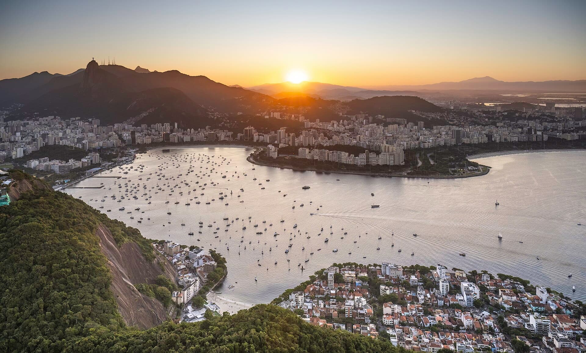 Rio de Janeiro skyline and Christ the Redeemer seen from Sugarloaf Mountain