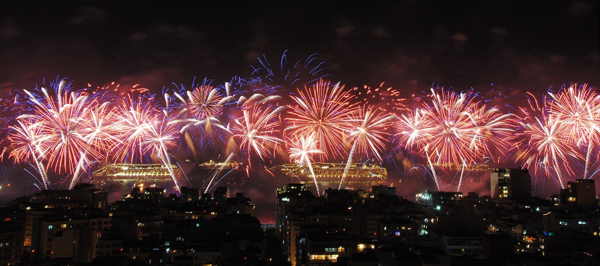 New Year's fireworks over Copacabana